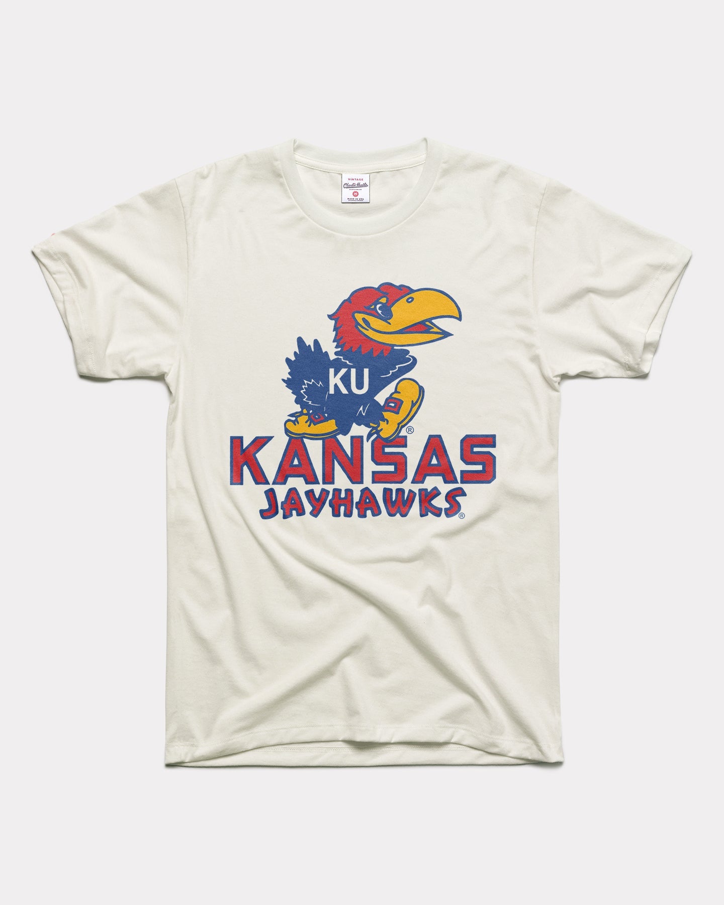Kansas Jayhawks Heyday Vintage White T-Shirt | CHARLIE HUSTLE