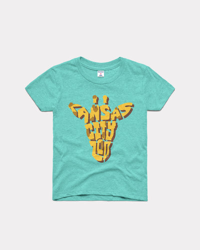 Kids Teal KC Zoo Giraffe Exhibit Vintage Youth T-Shirt
