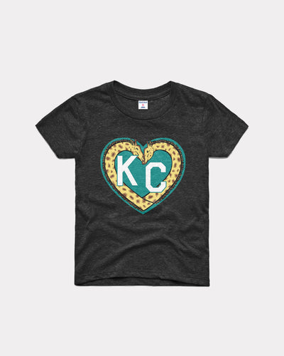 Kids KC Zoo Giraffe Heart Vintage Black Youth T-Shirt
