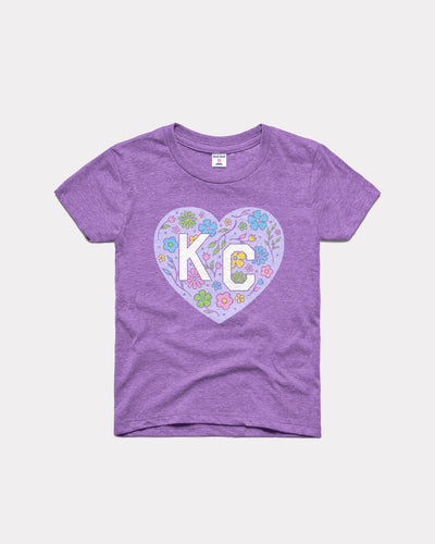 Kids Lavender Floral KC Heart Vintage Youth T-Shirt