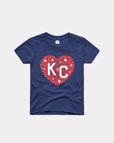 Kids Navy KC Heart Stars Vintage Youth T-Shirt