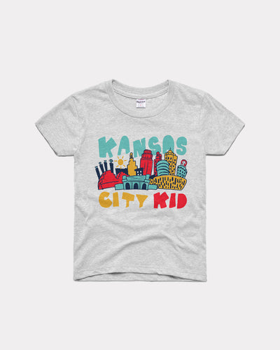 Kids Ash Grey Kansas City Kid Vintage Youth T-Shirt
