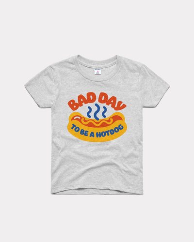 Kids Ash Grey Bad Day to be a Hot Dog Vintage Youth T-Shirt