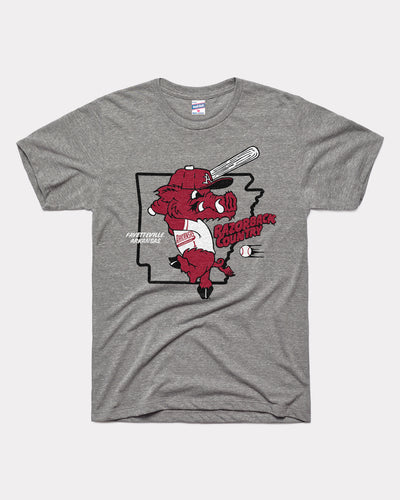 Grey Arkansas Razorback Country Baseball Vintage T-Shirt