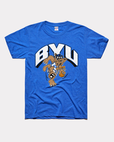 Royal Blue BYU Cougars Basketball Dunking Vintage T-Shirt