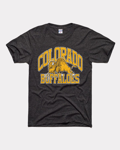 Black Colorado Buffaloes Mascot Arch Vintage T-Shirt