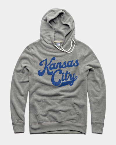 Grey Kansas City Script Vintage Hoodie Sweatshirt