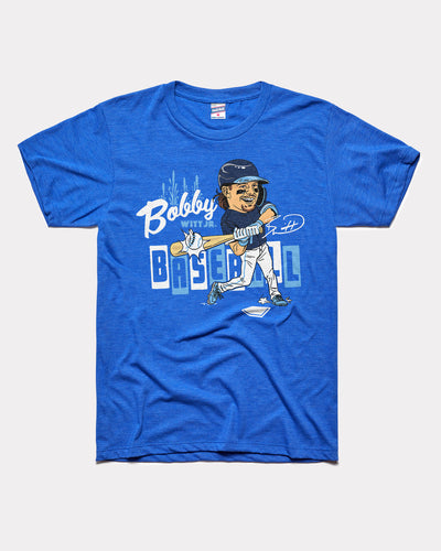 Royal Blue Bobby Witt Jr. Baseball Caricature Vintage T-Shirt
