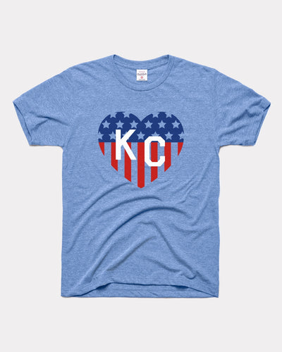 Light Blue USA KC Heart Vintage T-Shirt