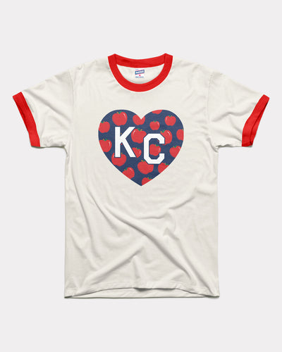 White & Red Apple KC Heart Unisex Ringer T-Shirt