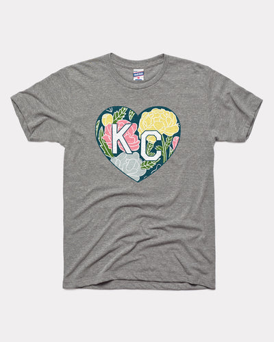 Floral KC Heart Vintage Grey T-Shirt