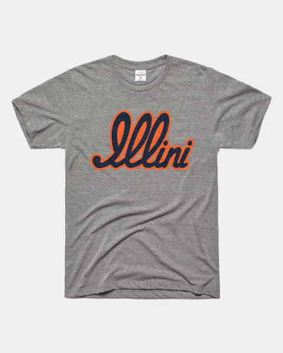 Grey Illinois Illini Script Vintage T-Shirt