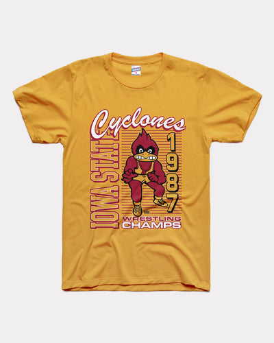 Gold Iowa State Cyclones 1987 Wrestling Champions Vintage T-Shirt
