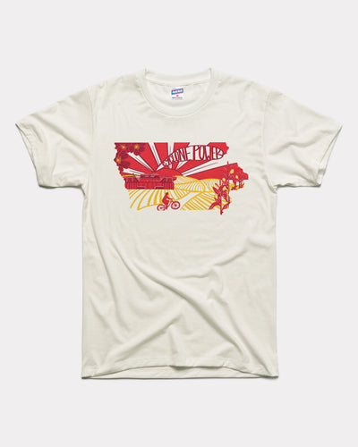 Vintage White Cyclone Power Iowa Outline T-Shirt