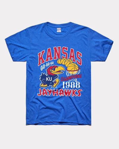 Royal Blue Kansas Jayhawks 1988 Basketball Champs Vintage T-Shirt