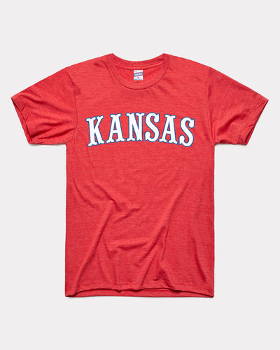 Red Kansas Jayhawks Circus Font Vintage T-Shirt