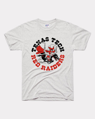 Ash Grey Texas Tech Red Raiders Masked Rider Circle Vintage T-Shirt