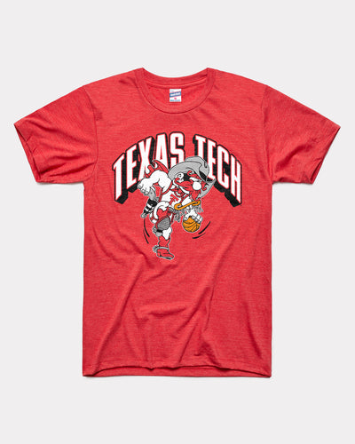 Red Texas Tech Red Raiders Dunking Basketball Vintage T-Shirt