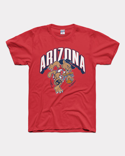 Cherry Red Arizona Wildcats Dunking Basketball Vintage T-Shirt