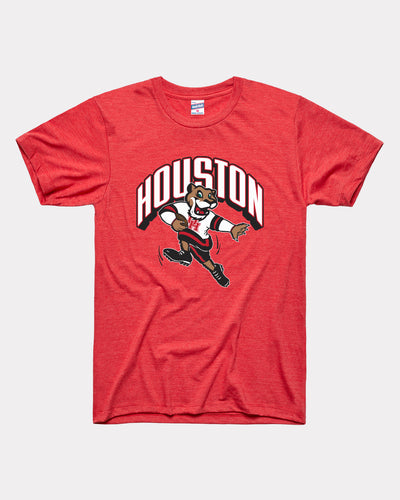 Houston Cougars Arch Football Mascot Red T-Shirt