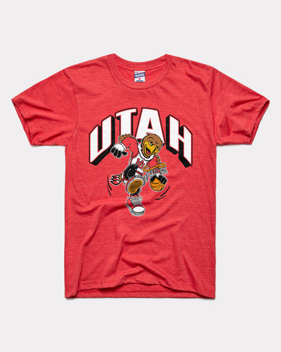 Red Utah Utes Dunking Basketball Vintage T-Shirt