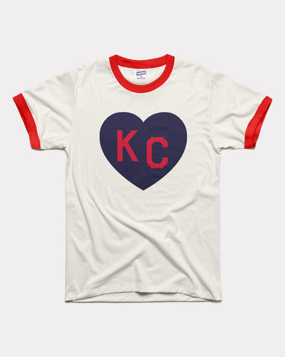Vintage White & Red KC Heart Unisex Ringer