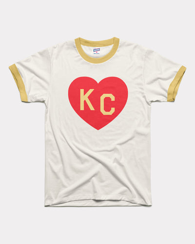 Vintage White & Butter KC Heart Unisex Ringer