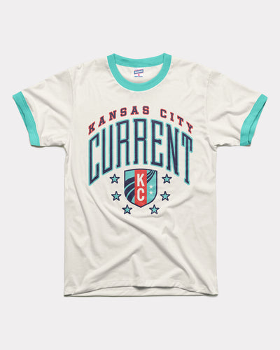 Teal & White Kansas City Current Founders Arch Unisex Ringer T-Shirt
