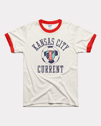 White & Red Kansas City Current Vintage Unisex Ringer T-Shirt