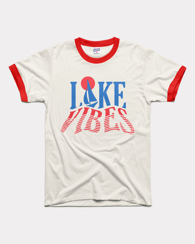 White & Red Lake Vibes Vintage Unisex Ringer T-Shirt