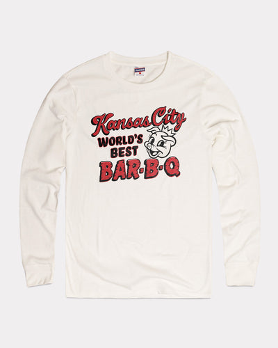 White KC World's Best BBQ Vintage Long Sleeve