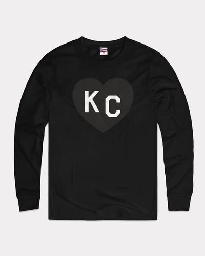 KC Heart Black Vintage Long Sleeve T-Shirt