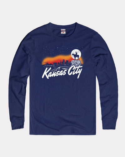 Navy Kansas City Nightlife Vintage Long Sleeve T-Shirt