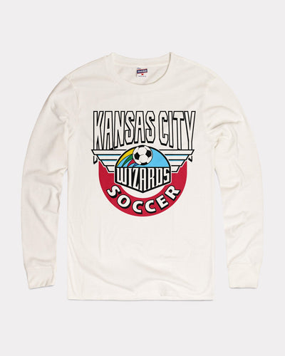 White Kansas City Wizards Retro Soccer Vintage Long Sleeve T-Shirt