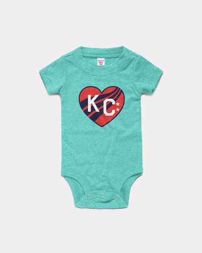 Kids Teal KC Current KC Heart Baby Onesie