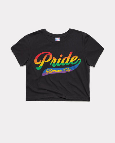 Women's KC Pride Script Black Crop Top