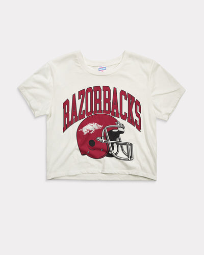 Women's Arkansas Razorbacks Football White Crop Top
