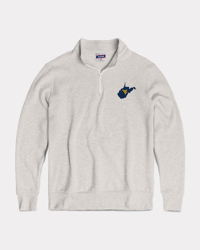 Ash Grey WVU Mountaineers Quarter Zip Pullover