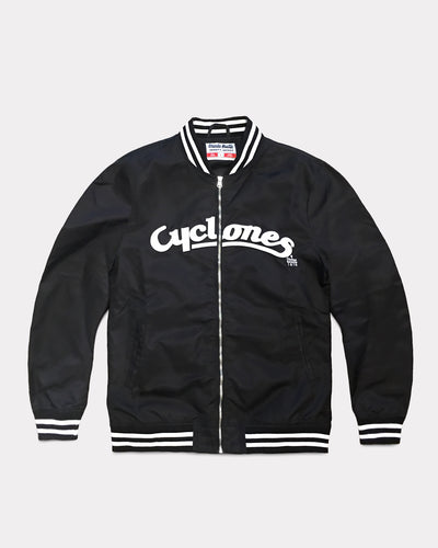 Iowa State Cyclones Zip Up Black Varsity Jacket Front