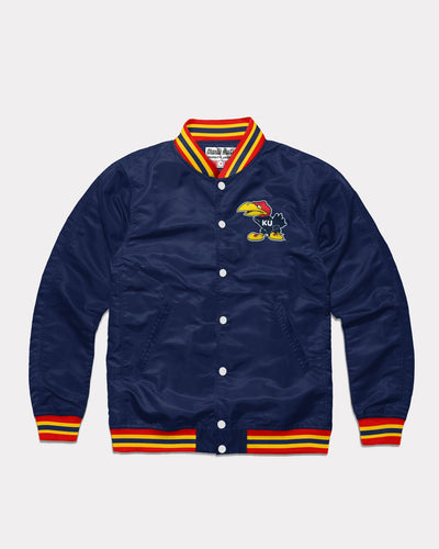Navy KU Warhawk Vintage Varsity Jacket Front