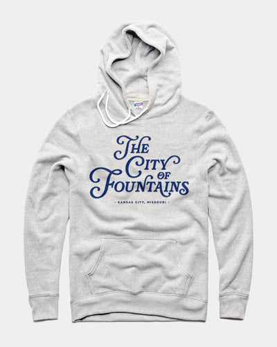 Ash Grey Kansas City of Fountains Vintage Hoodie Sweatshirt
