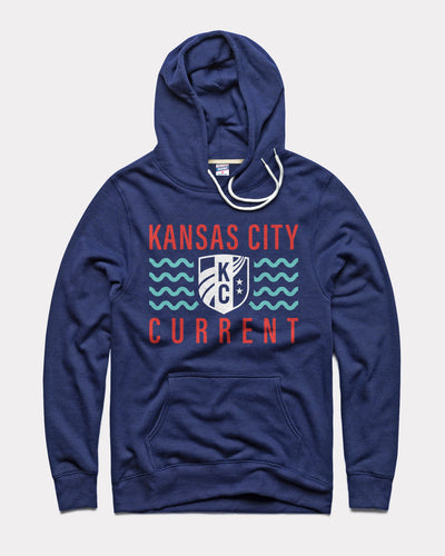 Navy Kansas City Current Waves Vintage Hoodie Sweatshirt