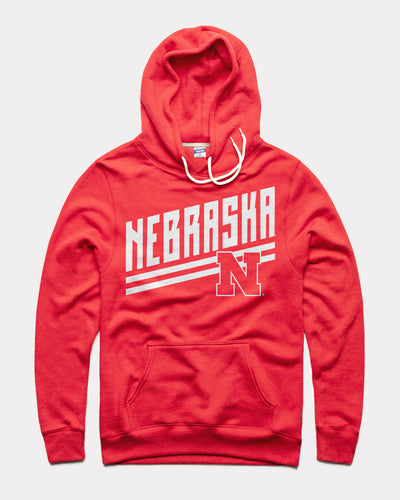 Red Nebraska Cornhuskers Stripes Vintage Hoodie Sweatshirt