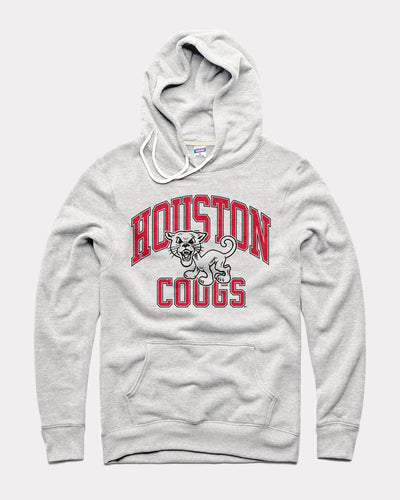 Ash Grey Houston Cougars Arch Coogs Vintage Hoodie Sweatshirt