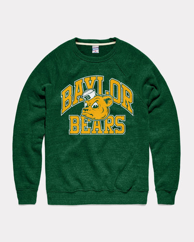Forest Green Baylor Bears Mascot Arch Vintage Crewneck Sweatshirt