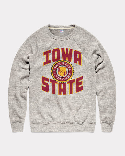 Athletic Grey Iowa State Cyclones Medallion Vintage Crewneck Sweatshirt