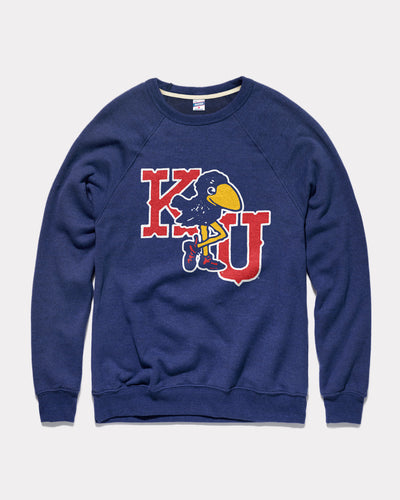 Navy Kansas Marching Jayhawks Vintage Crewneck Sweatshirt
