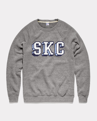 Grey Sporting Kansas City SKC Block Letter Vintage Crewneck Sweatshirt