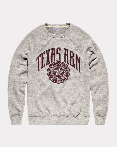 Athletic Grey Texas A&M University Seal Vintage Crewneck Sweatshirt