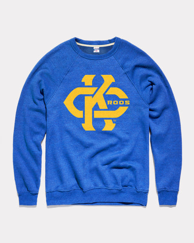 Royal Blue Kansas City Roos Interlocking Vintage Crewneck Sweatshirt